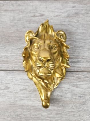 Голова льва (на стену, 20см, золот.)