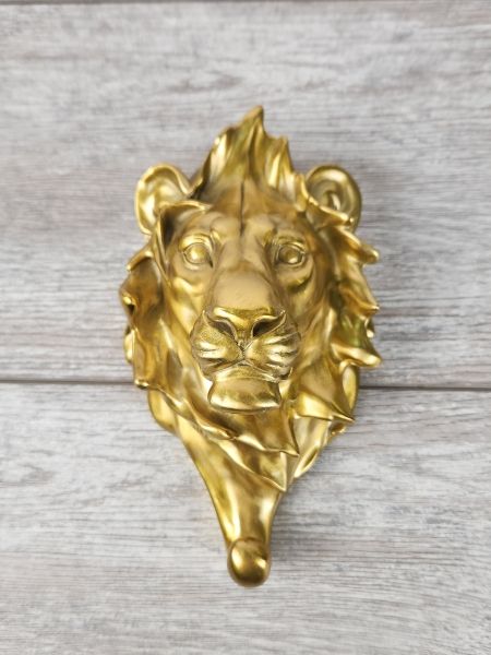 Статуэтка "Голова льва (на стену, 20см, золот.)"
